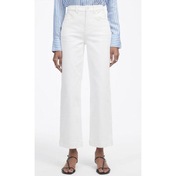 Madewell The Petite Perfect Vintage Wide-Leg Crop Jeans WMNS SZ 28P White NU300 - Picture 1 of 9